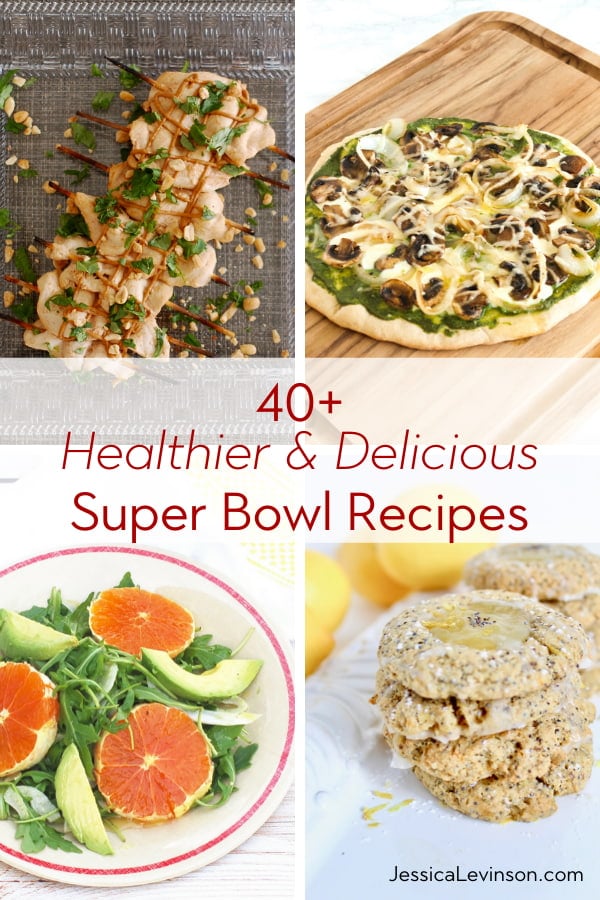 Get in the game with healthier and delicious Super Bowl recipes and healthy eating tips! healthier delicious super bowl recipes roundup