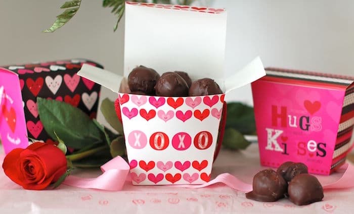 chocolate peanut butter truffles for valentine's day Open Box of Chocolate Peanut Butter Truffles