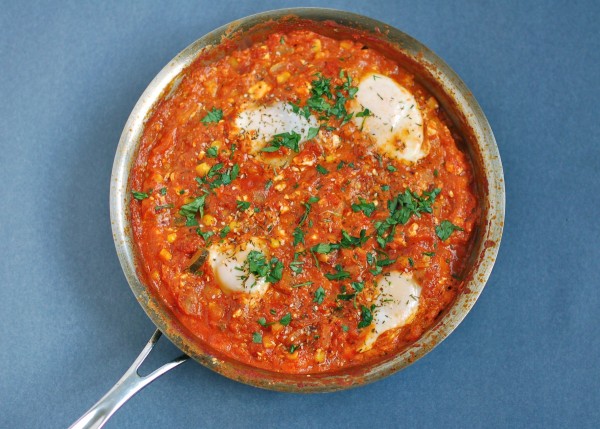 Summer Shakshuka Summer Shakshuka | Take this classic Israeli breakfast for a summer spin with summer squash, zucchini, and corn. Serve it for any meal of the day with a hunk of bread for dipping.