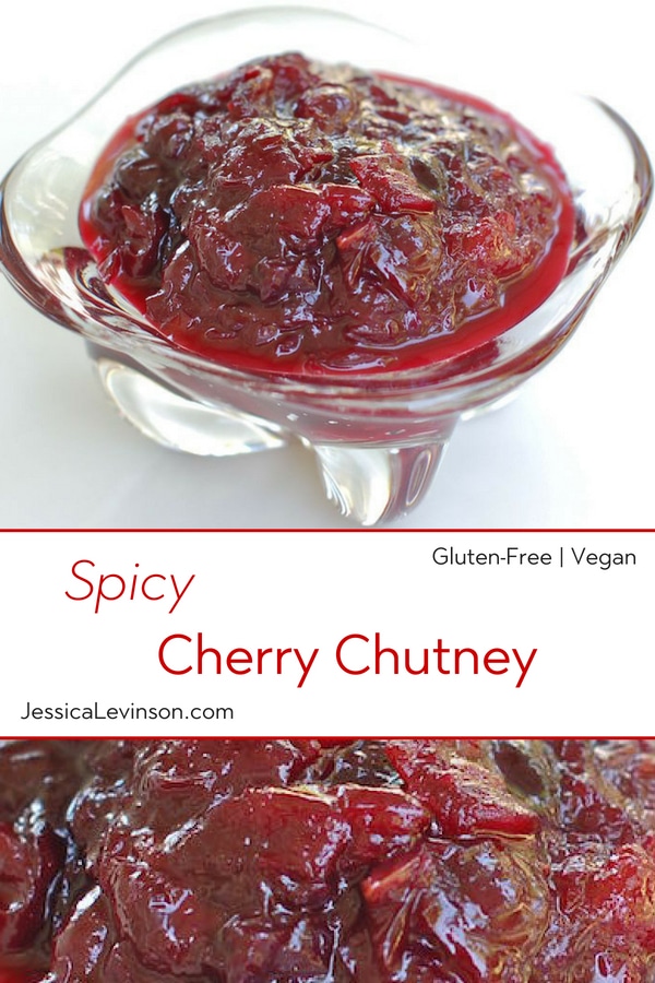 Spicy Cherry Chutney | Jessica Levinson, MS, RDN, CDN This Spicy Cherry Chutney is sweet and sour with a bit of a kick. The perfect condiment to serve at your summer barbecue! Get the recipe at JessicaLevinson.com | #cherries #cherryrecipes #chutney #condiments #lowersugar #sauces