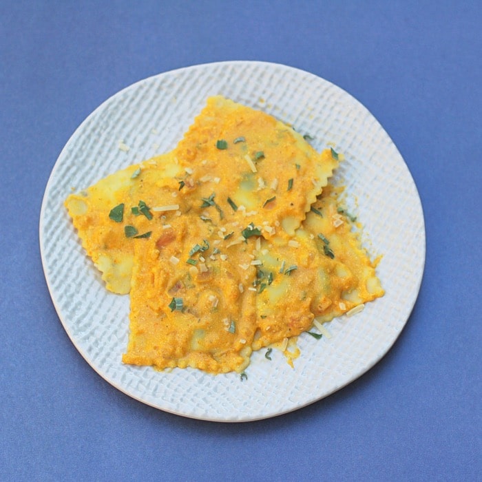 Ravioli with creamy pumpkin sauce ravioli with creamy pumpkin sauce made with greek yogurt