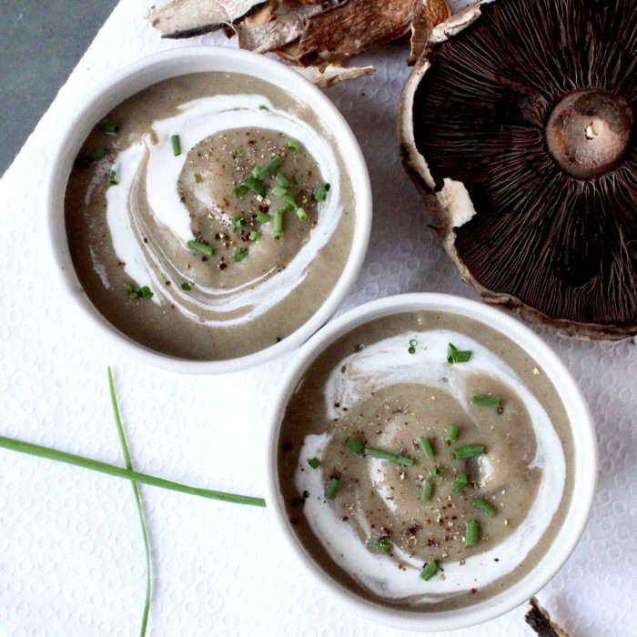 Creamy Pureed Mushroom Soup | Jessica Levinson, MS, RDN, CDN Satisfy your cravings for an umami-rich meal with this gluten-free and vegetarian thick and creamy pureed mushroom soup - no cream added! | Get the recipe at JessicaLevinson.com | #mushroomsoup #mushroomrecipes #soup #mushroomaday