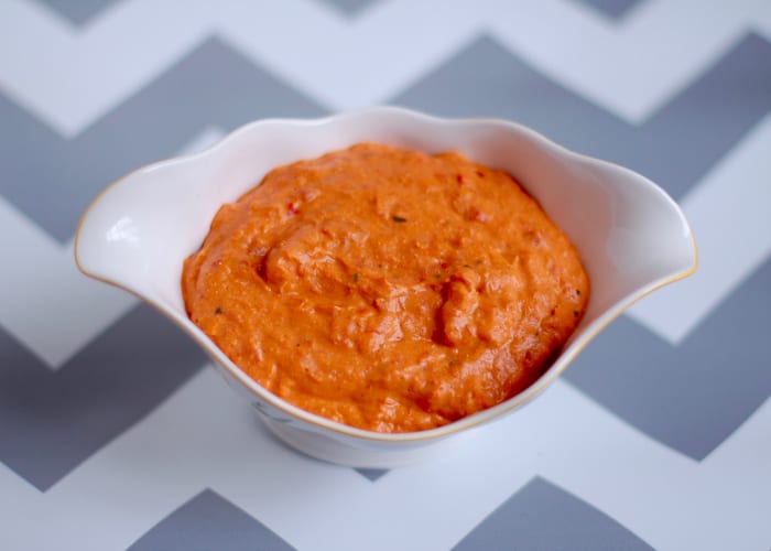 roasted red pepper tomato sauce roasted red pepper sauce in sauce bowl