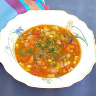 Late Summer Vegetable Soup in Bowl