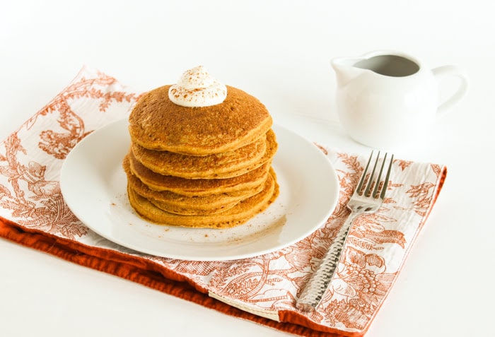 Healthier Pumpkin Pancakes On Plate