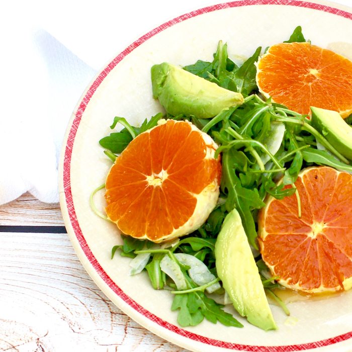 Citrus Fennel Salad | Jessica Levinson, MS, RDN, CDN Crunchy fennel, sweet Cara Cara oranges, creamy avocado, and peppery arugula are tossed with a Champagne-lemon vinaigrette in this Citrus Fennel Salad. Vegan and gluten-free.