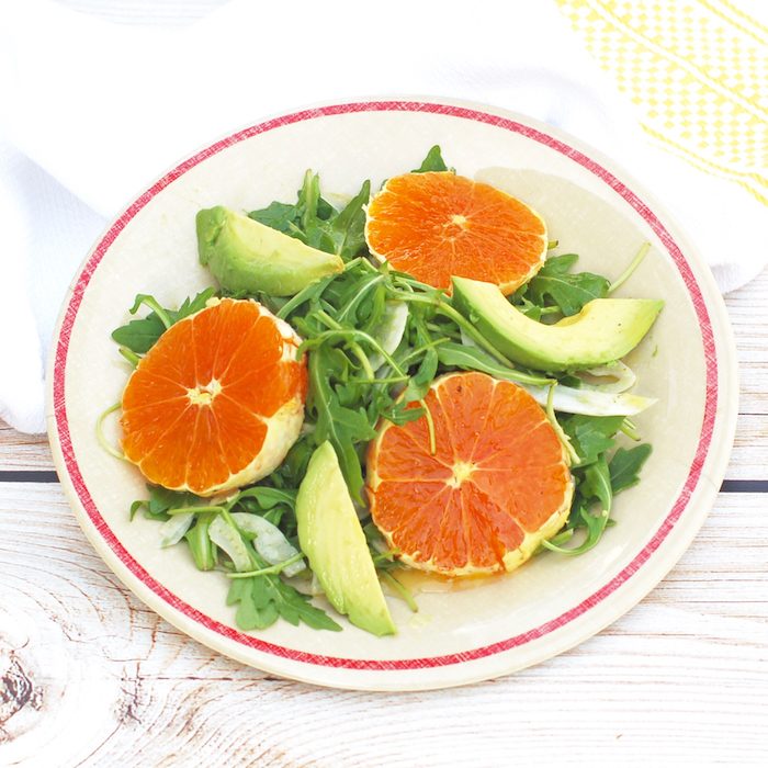 Citrus Fennel Salad with Champagne-Lemon Vinaigrette | Jessica Levinson, MS, RDN, CDN Crunchy fennel, sweet Cara Cara oranges, creamy avocado, and peppery arugula are tossed with a Champagne-lemon vinaigrette in this Citrus Fennel Salad. Vegan and gluten-free.