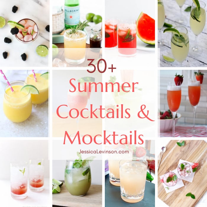 Summer Cocktail & Mocktail Recipes collage of summer cocktail recipes