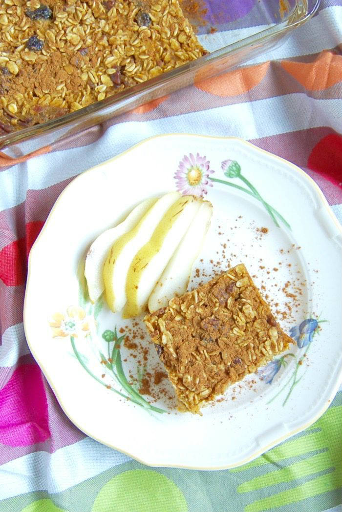 Pumpkin Spice Baked Oatmeal on Plate