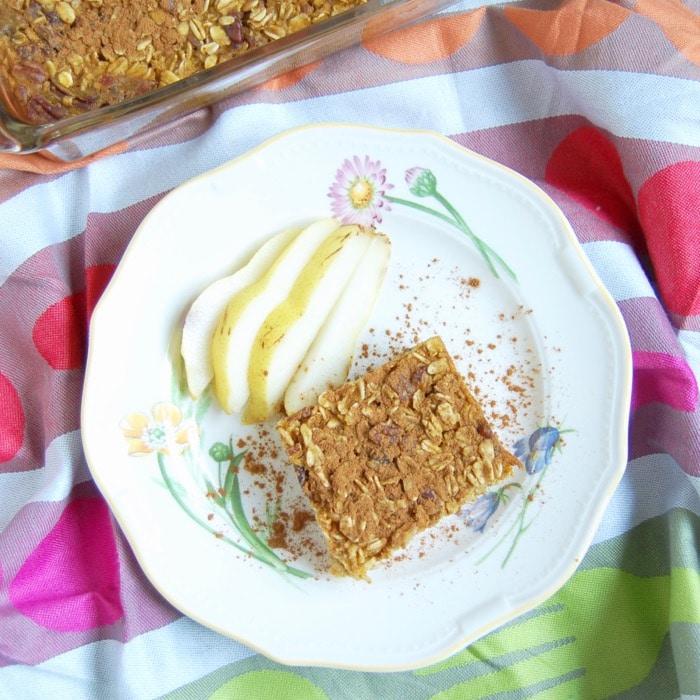 Pumpkin Spice Baked Oatmeal @ Jessica Levinson, MS, RDN, CDN pumpkin spice baked oatmeal is a flavor-boosting recipe for breakfast made with cinnamon, nutmeg, and cloves