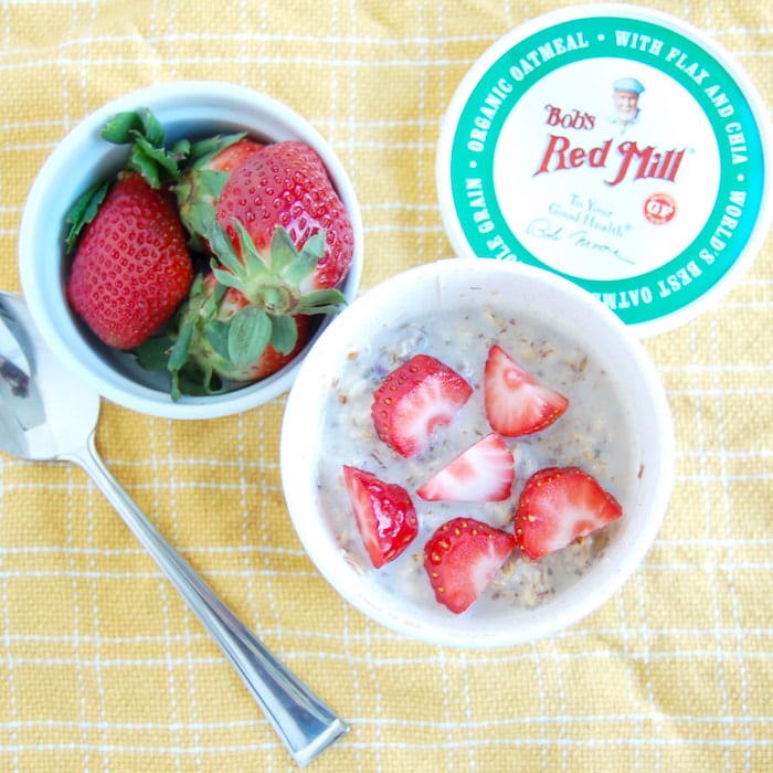 oatmeal cups are an easy, delicious, and satisfying healthy breakfast to get out the door in the morning. bob's red mill oatmeal cups healthy breakfast
