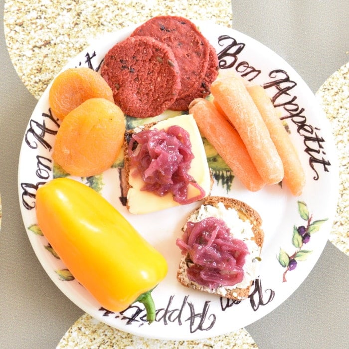 Red Onion Jam with cheese, crackers, and crudite reduced added sugar red onion jam is a delicious addition to a cocktail party spread