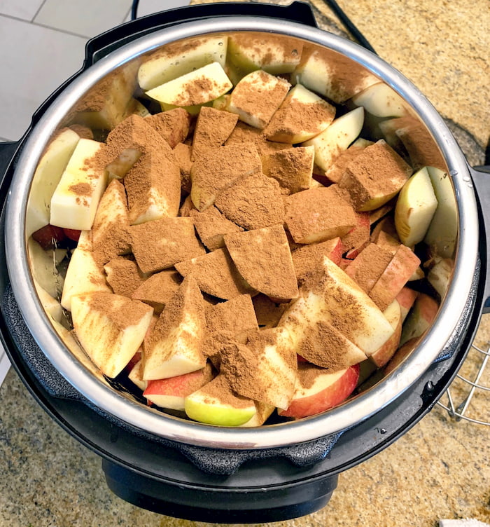 making instant pot applesauce apples and cinnamon in Instant Pot