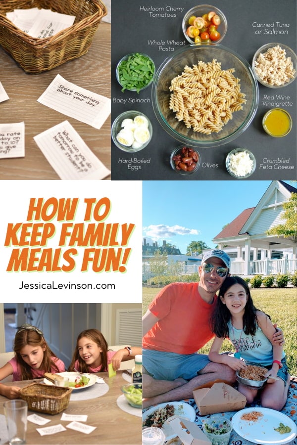 How to keep family meals fun collage collage of pictures showing how to keep family dinner fun