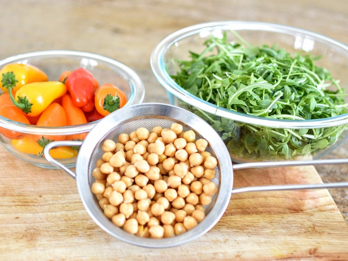 canned beans are part of a plant-forward diet strained canned beans with peppers and lettuce